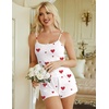 image:imageEkouaer Women Pajama Sets 2 Piece Cute Cami Sleepwear Lace Trim Pj Top Soft Summer Lounge Shorts Sexy Lingerie SXXLLove