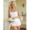 image:imageEkouaer Women Pajama Sets 2 Piece Cute Cami Sleepwear Lace Trim Pj Top Soft Summer Lounge Shorts Sexy Lingerie SXXLWhite