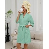 image:imageEkouaer Women Terry Cloth Robes Absorbent Towel Robe Knee Length Soft Bathrobe 34 Sleeve Spa Robe with PocketsMint Green