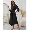 image:imageEkouaer Womens Knit Bathrobe Lace Kimono Robes with Pockets Full Length Lightweight Loungewear SXXLBlack