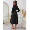 image:imageEkouaer Womens Knit Bathrobe Lace Kimono Robes with Pockets Full Length Lightweight Loungewear SXXLBlack