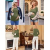 image:imageEkouaer Womens Maternity Shirts Long Sleeve 3 Packs Pregnancy VNeck Clothes Side Ruched Blouse Tops for Mama SXXLBlackArmy GreenDirty Pink