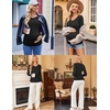 image:imageEkouaer Womens Maternity Shirts Long Sleeve 3 Packs Pregnancy VNeck Clothes Side Ruched Blouse Tops for Mama SXXLBlackArmy GreenDirty Pink