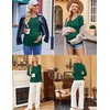 image:imageEkouaer Womens Maternity Shirts Long Sleeve 3 Packs Pregnancy VNeck Clothes Side Ruched Blouse Tops for Mama SXXLDark GreenBlackDark Grey