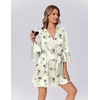 image:imageEkouaer Womens Satin Robe Short Ruffle Hem Silky Robes Lightweight Kimono Brides Bathrobes Sleepwear XSXXLInk Flowers