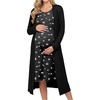 image:imageEkouaer Maternity Nursing Gown and Robe Set Labor Delivery Hosptial Nursing Dress Pregnancy Clothes SXXLWhite Flower Black