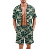 image:imageEkouaer Mens Hawaiian Shirt and Shorts Sets 2 Piece Beach Outfits Button Down Summer Pajamas Set Vacation Lounge Sets XSXXLCoconut Tree  Blue Green