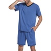 image:imageEkouaer Mens Pajama Set Short Sleeve V Neck 2 Piece Nightwear Shorts With Pockets Summer Sleepwear PJS for MenBlue