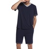 image:imageEkouaer Mens Pajama Set Short Sleeve V Neck 2 Piece Nightwear Shorts With Pockets Summer Sleepwear PJS for MenNavy Blue