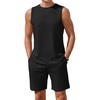 image:imageEkouaer Mens Pajamas Set Workout Tank Top Pjs Sets with Shorts 2 Piece Soft Sleeveless Casual Sleep Shirts Loungewear SXXLA Black