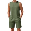 image:imageEkouaer Mens Pajamas Set Workout Tank Top Pjs Sets with Shorts 2 Piece Soft Sleeveless Casual Sleep Shirts Loungewear SXXLArmy Green