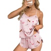 image:imageEkouaer Silk Pajamas Set for Women Satin Backless Lingerie Pjs Cami Top and Shorts NightwearPrintlove Pups