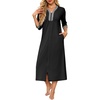 image:imageEkouaer Women Zipper Robe 34 Sleeves Housecoat Full Length Bathrobe Soft Lounge Robe with Pockets