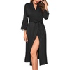 image:imageEkouaer Womens Knit Bathrobe Lace Kimono Robes with Pockets Full Length Lightweight Loungewear SXXLBlack