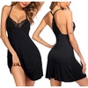 image:imageEkouaer Womens Nightgown V Neck Sleeveless Sleepwear Lace Sleep DressBlack