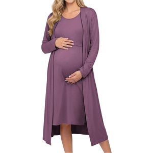image:imageEkouaer Maternity Nursing Gown and Robe Set Labor Delivery Hosptial Nursing Dress Pregnancy Clothes SXXLGray Purple
