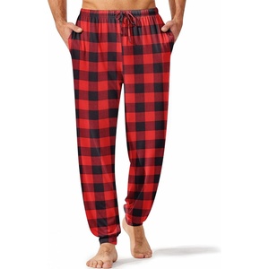 image:imageEkouaer Mens Pajama Pants Lightweight Loungewear Comfy Jogger Sleep Pant Long Pj Bottoms with Drawstring amp PocketsRed Plaid