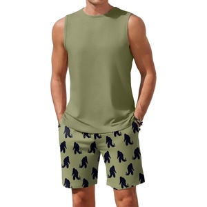 image:imageEkouaer Mens Pajamas Set Workout Tank Top Pjs Sets with Shorts 2 Piece Soft Sleeveless Casual Sleep Shirts Loungewear SXXLApe