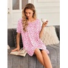 image:imageEkouaer 2 Pack Nightgowns for Women Bamboo Viscose Sleep Shirts Short Sleeve Nightshirt V neck Sleepdress Soft SleepwearFloral PinkFloral Light Green