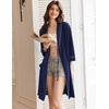 image:imageEkouaer Women Robes Shawl Collar Bathrobe Short Kimono Robe Soft Knit Bathrobes Ladies Sleepwear with Pockets Navy Blue Medium
