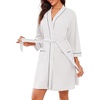 image:imageEkouaer Robes for Women Waffle Knee Length Bathrobe Lightweight Soft Sleepwear V neck 34 Casual Ladies Loungewear SXXLWhite
