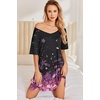 image:imageEkouaer 2 Pack Nightgowns for Women Short Sleeve Sleepshirt V Neck Nightshirt Casual Print SleepwearAblackGradient Cherry Blossoms