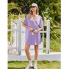 image:imageEkouaer 2 Pack Nightgowns for Women Short Sleeve Sleepshirt V Neck Nightshirt Casual Print SleepwearBlackLilac