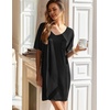 image:imageEkouaer 2 Pack Nightgowns for Women Short Sleeve Sleepshirt V Neck Nightshirt Casual Print SleepwearBlackLilac