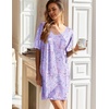 image:imageEkouaer 2 Pack Nightgowns for Women Short Sleeve Sleepshirt V Neck Nightshirt Casual Print SleepwearBlackPurple Love Heart