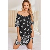 image:imageEkouaer 2 Pack Nightgowns for Women Short Sleeve Sleepshirt V Neck Nightshirt Casual Print SleepwearBlackWhite Butterfly