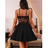 image:imageEkouaer Lingerie for Women Sexy Nightgown Lace Trim Sleep Dress Chemise Nightgowns Sleeveless Night Gown Sleepwear S3XLBlack