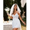 image:imageEkouaer Lingerie for Women Sexy Nightgown Lace Trim Sleep Dress Chemise Nightgowns Sleeveless Night Gown Sleepwear S3XLWhite