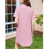 image:imageEkouaer Nightgowns for Women Button Down Sleepshirt Short Sleeve Nightshirt Boyfriend Pajamas V Neck Nightdress SXXXLPink Striped