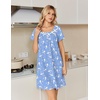image:imageEkouaer Nightgowns for Women Cotton Night Gown Short Sleeve Sleep Shirts Button Victorian Night Dress Soft SleepwearBlue White Birds
