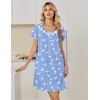 image:imageEkouaer Nightgowns for Women Cotton Night Gown Short Sleeve Sleep Shirts Button Victorian Night Dress Soft SleepwearBlue White Birds