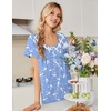 image:imageEkouaer Nightgowns for Women Cotton Night Gown Short Sleeve Sleep Shirts Button Victorian Night Dress Soft SleepwearBlue White Birds