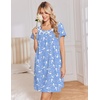 image:imageEkouaer Nightgowns for Women Cotton Night Gown Short Sleeve Sleep Shirts Button Victorian Night Dress Soft SleepwearBlue White Birds