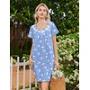 image:imageEkouaer Nightgowns for Women Cotton Night Gown Short Sleeve Sleep Shirts Button Victorian Night Dress Soft SleepwearBlue White Birds