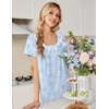 image:imageEkouaer Nightgowns for Women Cotton Night Gown Short Sleeve Sleep Shirts Button Victorian Night Dress Soft SleepwearBlue White Florals
