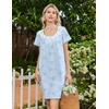 image:imageEkouaer Nightgowns for Women Cotton Night Gown Short Sleeve Sleep Shirts Button Victorian Night Dress Soft SleepwearBlue White Florals