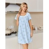 image:imageEkouaer Nightgowns for Women Cotton Night Gown Short Sleeve Sleep Shirts Button Victorian Night Dress Soft SleepwearBlue White Florals