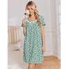 image:imageEkouaer Nightgowns for Women Cotton Night Gown Short Sleeve Sleep Shirts Button Victorian Night Dress Soft SleepwearGreen White Florals