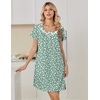 image:imageEkouaer Nightgowns for Women Cotton Night Gown Short Sleeve Sleep Shirts Button Victorian Night Dress Soft SleepwearGreen White Florals
