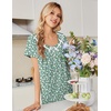 image:imageEkouaer Nightgowns for Women Cotton Night Gown Short Sleeve Sleep Shirts Button Victorian Night Dress Soft SleepwearGreen White Florals