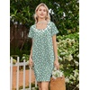 image:imageEkouaer Nightgowns for Women Cotton Night Gown Short Sleeve Sleep Shirts Button Victorian Night Dress Soft SleepwearGreen White Florals