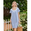 image:imageEkouaer Nightgowns for Women Cotton Night Gown Short Sleeve Sleep Shirts Button Victorian Night Dress Soft SleepwearLight Blue