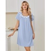 image:imageEkouaer Nightgowns for Women Cotton Night Gown Short Sleeve Sleep Shirts Button Victorian Night Dress Soft SleepwearLight Blue