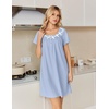 image:imageEkouaer Nightgowns for Women Cotton Night Gown Short Sleeve Sleep Shirts Button Victorian Night Dress Soft SleepwearLight Blue