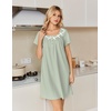 image:imageEkouaer Nightgowns for Women Cotton Night Gown Short Sleeve Sleep Shirts Button Victorian Night Dress Soft SleepwearLight Green