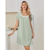image:imageEkouaer Nightgowns for Women Cotton Night Gown Short Sleeve Sleep Shirts Button Victorian Night Dress Soft SleepwearLight Green